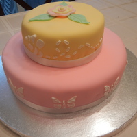 Mother's Day Cake Butter pecan cake with butter scotch filling and buttercream icing. Covered in fondant and stenciled with buttercream.