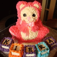 3D Teddy Bear Baby Shower Cake I used the 3D teddy bear pan ( well worth the cost of the pan have used many many times for different events ) and iced with the tip that...