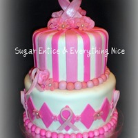 Breast Cancer Charity Event Cake A pink velvet chambord cake for a breast cancer awareness charity event.