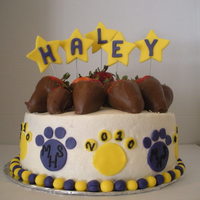 Bulldog Graduation This was a graduation cake topped with chocolate covered strawberries!