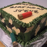 Camo Birthday A camo cake for an avid outdoorsman, with sugar shotgun shells
