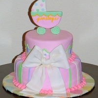 Baby Carriage Baby shower cake made for a friend. Colors match party decorations and invitations.