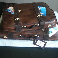 Stacked Suitcase Retirement stacked suitcases covered in fondant and airbrushed. edible paper on travel posters. For a retirement cake for someone who will be...