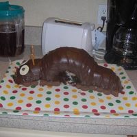 Worm Cake Saw this somewhere, although it was bright green where I saw it. Decided it was super cute and made it myself, with chocolate accesories....