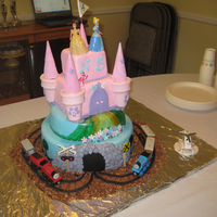 Princess & Thomas Cake For my twins' 4th birthday. She loves princesses, he loves Thomas the Tank Engine. Trains and dolls are toys, everything else is...