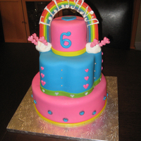 Rainbows And Hearts Birthday Cake 