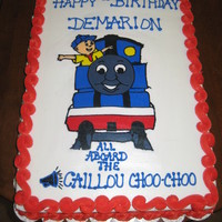 All Aboard The Caillou Choo-Choo I made this cake for my 2yr old nephew. These two characters are his absolute FAVS! He loved the cake and cupcakes so much he cried to have...