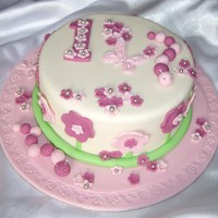 First Birthday Cake This is one of 2 cakes for a friends daughter's first birthday - one for the birthday party tomorrow and one for daycare on Tuesday....