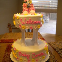 Baby Shower baby shower cake 6" and 9" cake buttercream with fondant accents and a bought topper