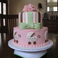 Baby Shower Cake White chocolate cake with buttercream and fondant accents
