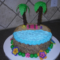 Tropical Birthday German chocolate cake with fondant accessories