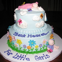 Thank Heaven For Little Girls Chocolate and strawberry cakes with buttercream icing, fondant accessories and gumpaste figures