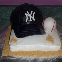 Another Yankee Hat Cake Yankee hat sitting on first base with baseball