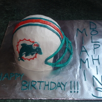 Miami Dolphins Helmet Last minute birthday cake for my cousin, a big dolphins fan