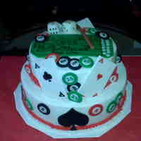 Casino Theme Birthday cake for a friend that works at a casino. All decorations are fondant with edible writer pens. It was a big hit..
