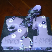 21St Birthday Purple Shoe victoria sponge covered in purple fondant with gumpaste stiletto