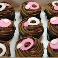 Girl Baby Shower Polka Dot Fondant Cupcakes 