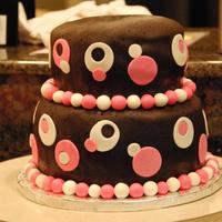 Girl Polka Dot Baby Shower Cake Pink and Brown Polka Dot Fondant Cake