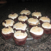 S'more Cupcakes! Inspired by the classic marshmallow goodness that is S'mores! Cupcakes are made of rich chocolate cake, marshmallow frosting, graham...