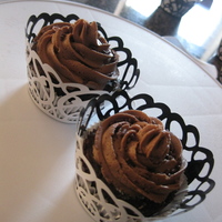 Chocolate Delight Chocolate Mocha cake with Chocolate Buttercream frosting topped with chocolate sprinkles, wrapped in a decorative cupcake wrap. TFL!