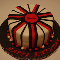 Black And Red Birthday Cake 8" round WASC cake with buttercream filling with Marshmallow FondantFriends favourite colours