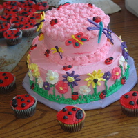 Mylene's 1St Birthday Cake the cake is buttercream, ladybugs butterflies and flowers are made from royal icing. I used some techniques i lerned and wala! lol