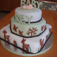 Baby Rey's Cake Cake was made to match the baby's bedding. Vanilla, strawberry and chocolate tiers covered in fondant and fondant accents. The...