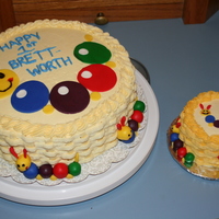 Baby Einstein Caterpillar Buttercream with fondant accents; 10 inch round and a smash cake; inspired by cakes by jaklotz1 and debbilicious
