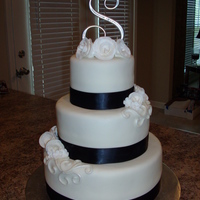 First Wedding Cake This is the first and only wedding cake I plan to do. Did it as a favor for a friend. She gave me a tiny photo that looked like a stock...