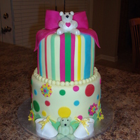 Bright Baby Shower This is a baby shower cake made for a co-worker who wanted bright colors but the invitations were pastel so I used the same colors just a...