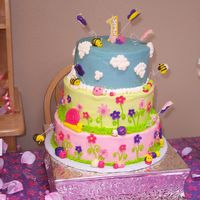 Flower Bug Cake Made this cake for my 1 yr old. All iced in buttercream with mmf flowers and bugs. Thanks to everyone here for all the inspiration.
