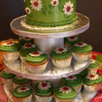 Cupcake Tower Cake Cupcake tower cake. Looked really good in person. Not sure why picture looks so unlevel.