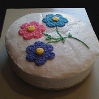 Flower This was a big cake to make. It wasn't that much of a success! I can never get buttercream to look perfectly smooth!!! But it looked...