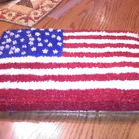 Independence Day Cake My first flag cake. This is a 18inch sheet cake pan. I made it for a 4th of July party tomorrow, I just got finished with it like two...