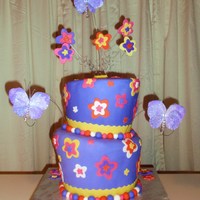 Flower Topsy Turvy My first topsy turvy cake, for a 9 year old girl. The butterflies were purchased.