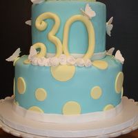 Butterflies & Blooms I made this all white butter cake for my cousin's 30th birthday.. She loves butterflies, so I made gumpaste butterflies with yellow...