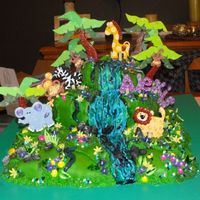 The Jungle Hello! This was made for my daughters 8th birthday party. It is made of fondant, icing, and cake. Enjoy!