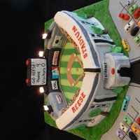 Baseball Stadium This was a big cake! The cakeboard was almost 2 feet long and 19 inches wide. The stadium is chocolate cake and the scoreboard and backs...