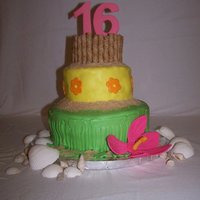 Sweet 16 Luau Cake It was so humid this past weekend that I had a very hard time working with the fondant and getting the gumpaste to dry. Well at least the...