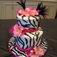 Zebra Crazy WASC, buttercream, fondant and gumpaste accents. First attempt at gumpaste flowers