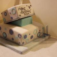 Abstract Polka Dot This is a cake we whipped out in around 8 hours notice for a birthday party. Square whimsical using the wedge technique. The words are hand...