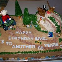 Atv Cake A 12x18 marble cake with a chocolate cake hill, filled and frosted with vanilla BC. Chocolate pebbles, gumpaste figures and grated...