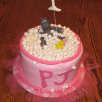 Hippo Bath chocolate cake with fudge filling first birthday cake