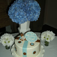 Sip N' See Baby Shower WASC cake, vanilla buttercream, MMF decorations. Inspired by many CC cakes... thanks!!!