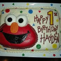 Elmo Birthday Cake Vanilla cake with Vanilla Buttercream and Marshmellow Fondant