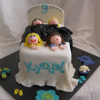 Birthday Slumber Party Birthday cake for a girl's first slumber party. The girls are 9, and they went wild when they saw their "likenesses" on the...