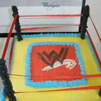 Wrestling Cake Made this for my cousin, chocolate cake with buttercream icing