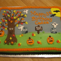 Halloween Birthday Cake 1/2 sheet cake w/ all buttercream frosting. tfl
