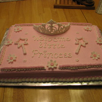 Princess Baby Shower Cake sheet cake w/ fondant flowers and royal icing tiara and wand. It took me 4 attempts till I got one that did not break but I was determined...