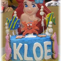 Little Mermaid Birthday Cake 2 layer white cake with chocolate ganache filling and buttercream. Little Mermaid inspiration from A Wilton book. Ariel is a chocolate...